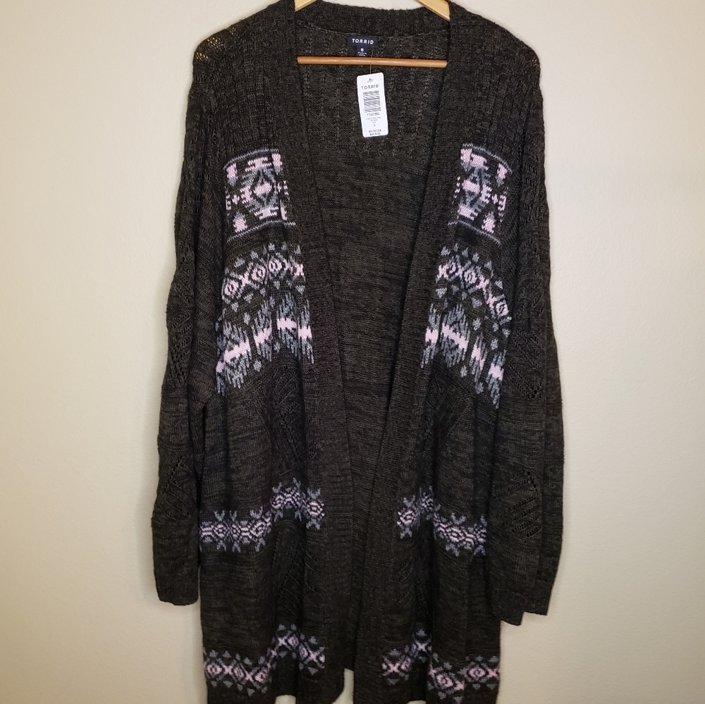 Torrid Geometric Long Sleeve Cardigan
